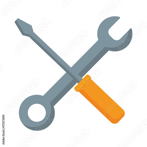 screwdriver and spanner icon over white background vector illustration