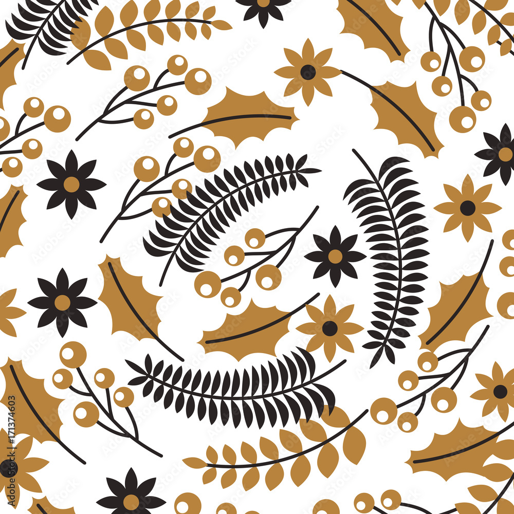 christmas flower branch decoration celebration seamless pattern vector illustration