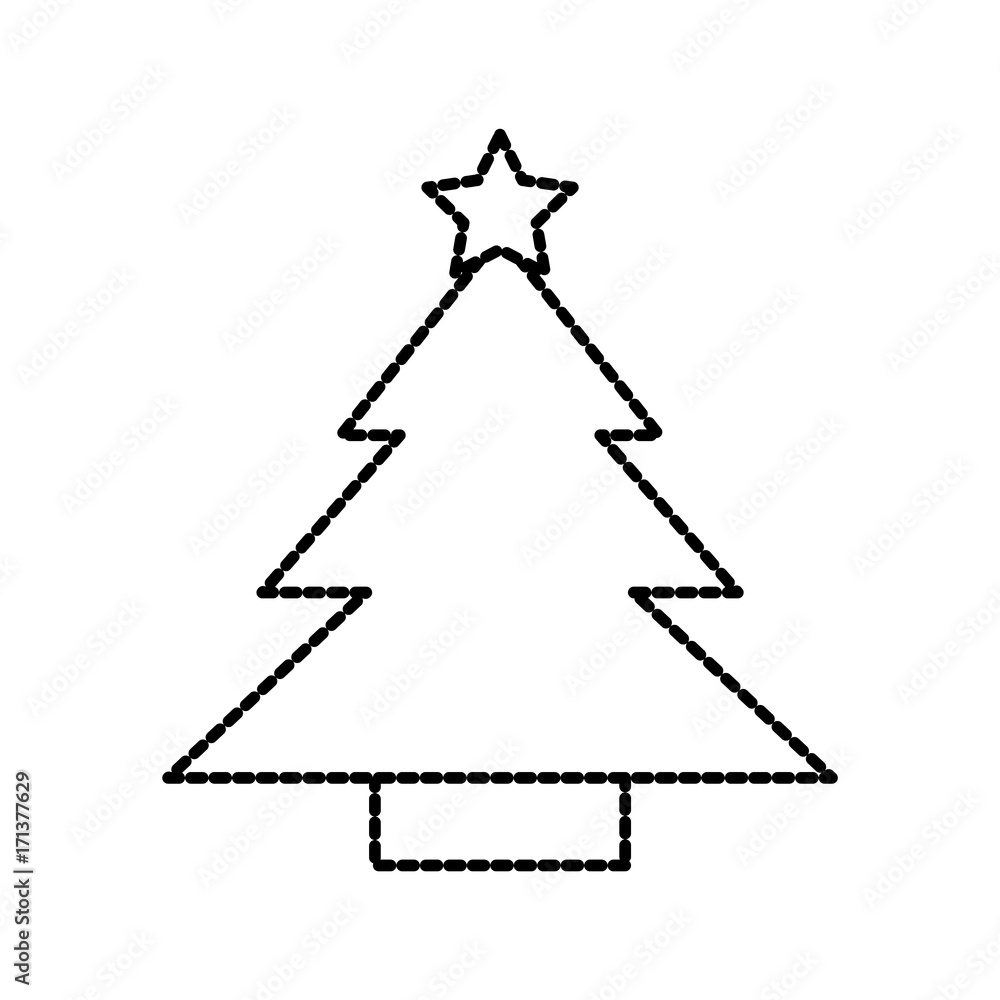 tree pine star decoration cartoon season vector illustration