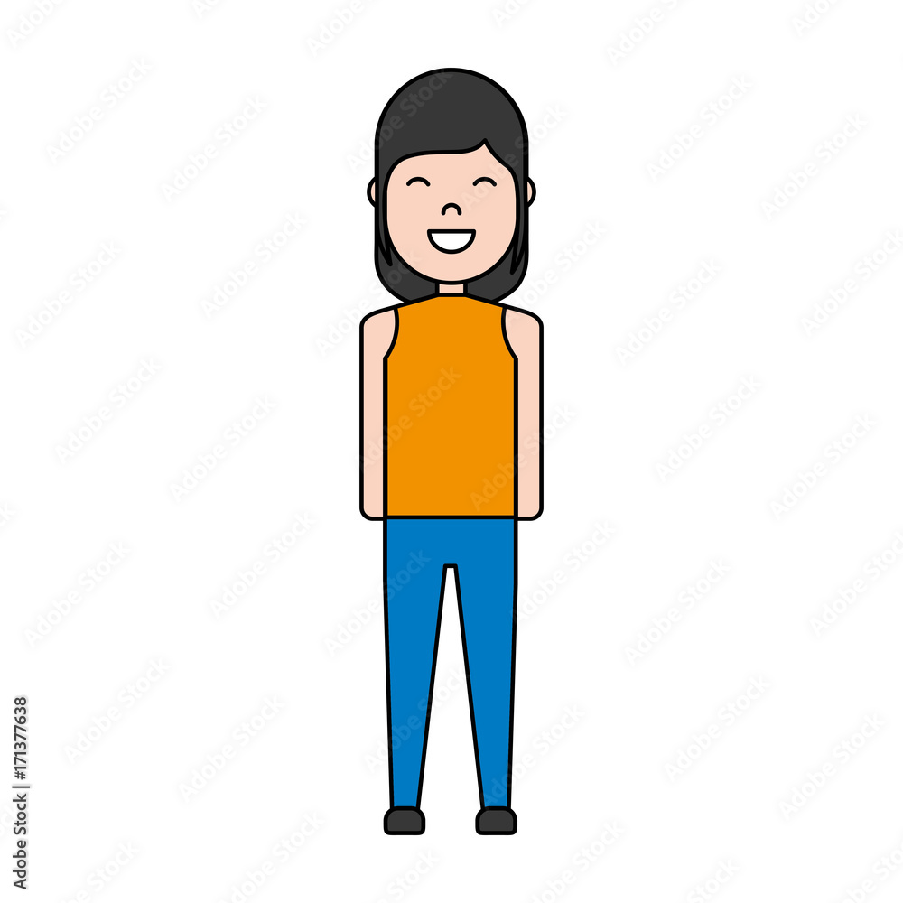 cartoon woman wearing casual clothes icon over white background colorful design vector illustration cartoon woman wearing casual clothes icon over white background colorful design vector illustration