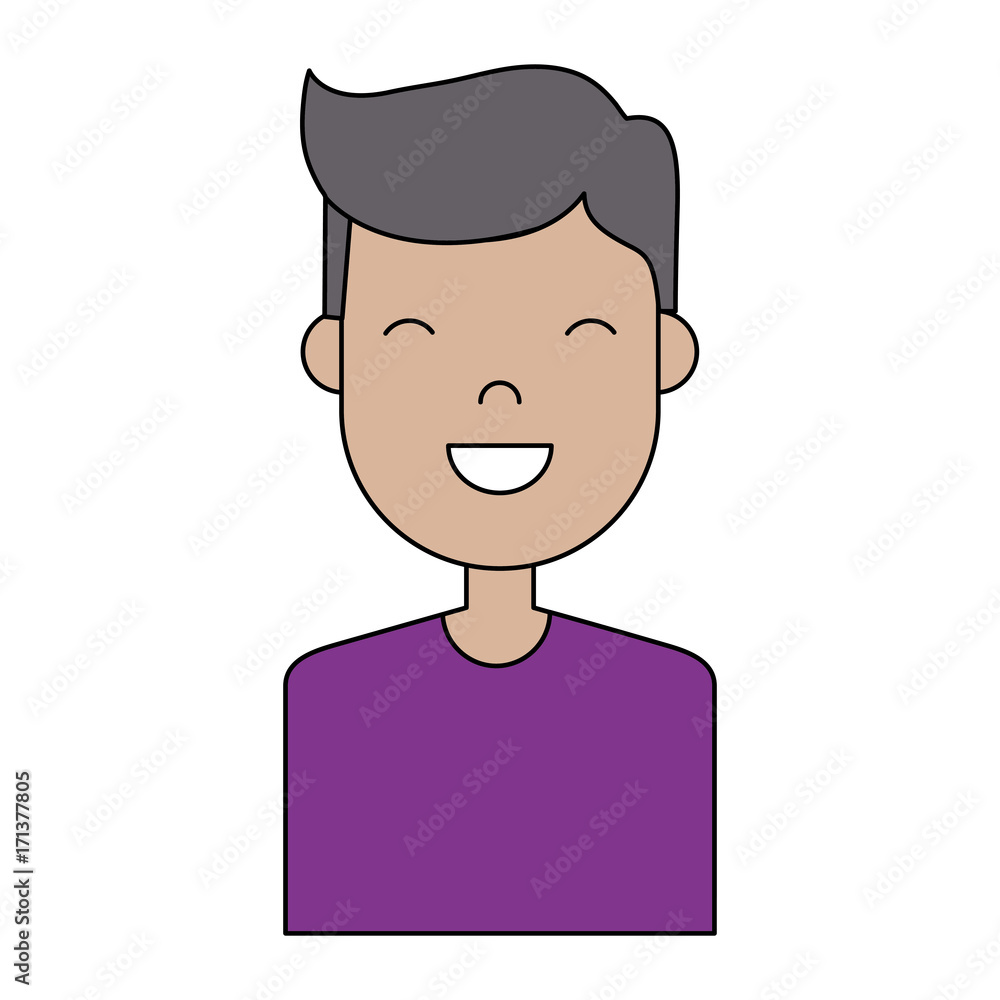happy man icon over white background colorful design vector illustration