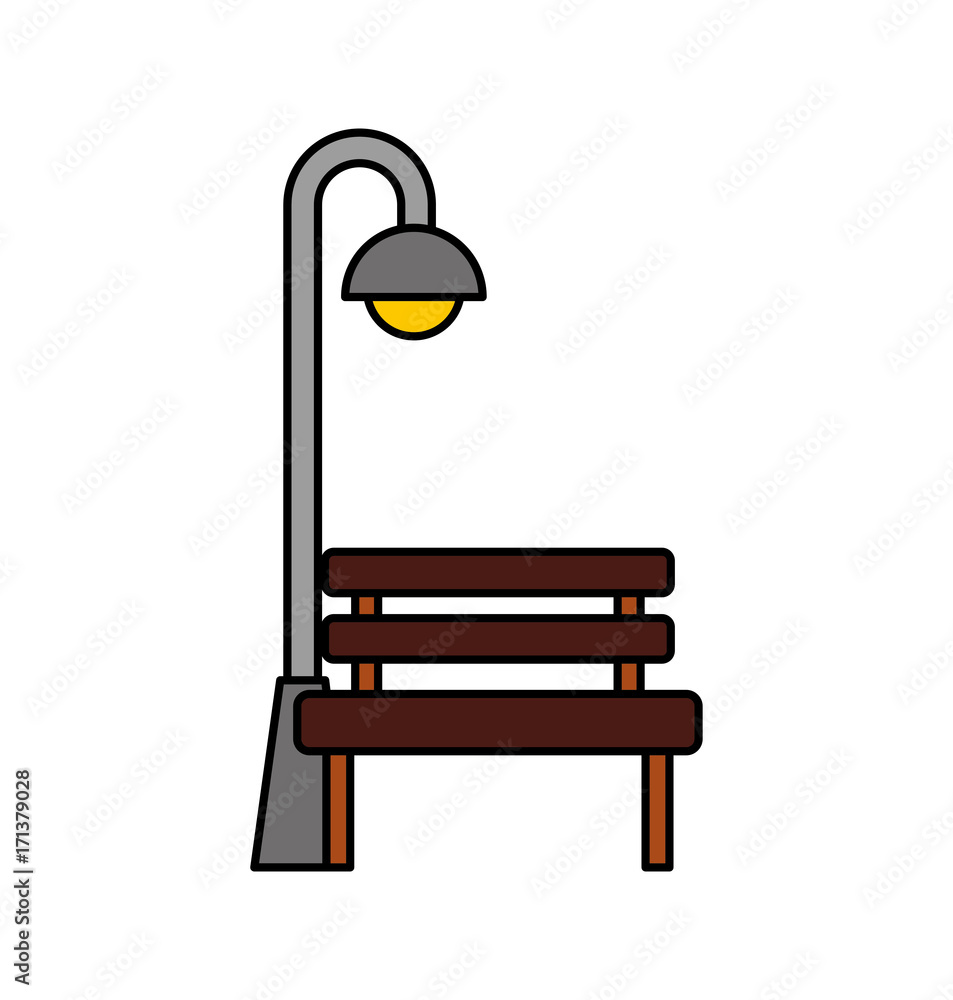 bench and stree lamp post light bulb decoration vector illustration bench and stree lamp post light bulb decoration vector illustration