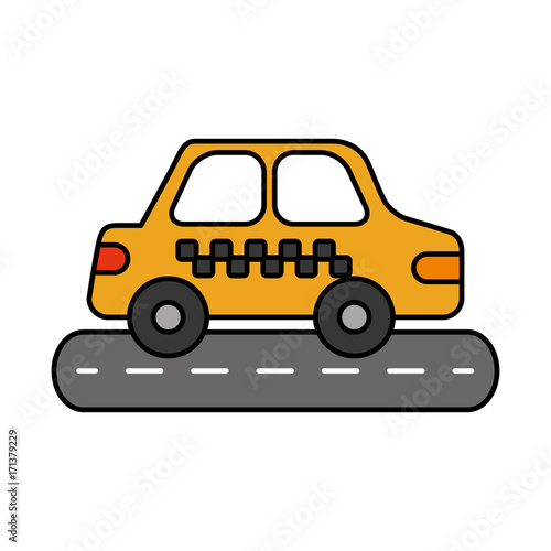 car sedan on street vehicle urban side view vector illustration