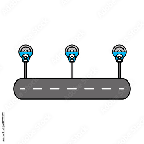 street parking meters zone traffic equipment vector illustration