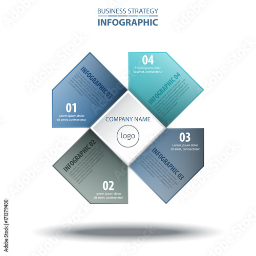 4 options Business Infographics strategy tags design elements template blue color tone © atthameeni