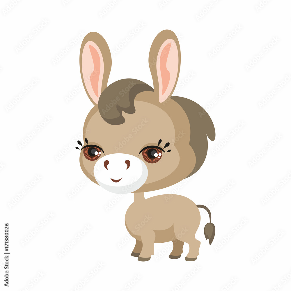 The image of cute burro in cartoon style. Vector children’s illustration. The image of cute burro in cartoon style. Vector children’s illustration.