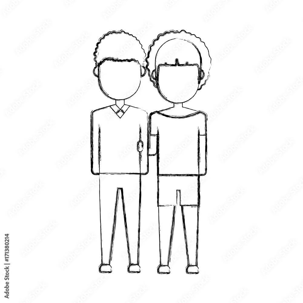 happy couple of woman and man icon over white background vector illustration happy couple of woman and man icon over white background vector illustration
