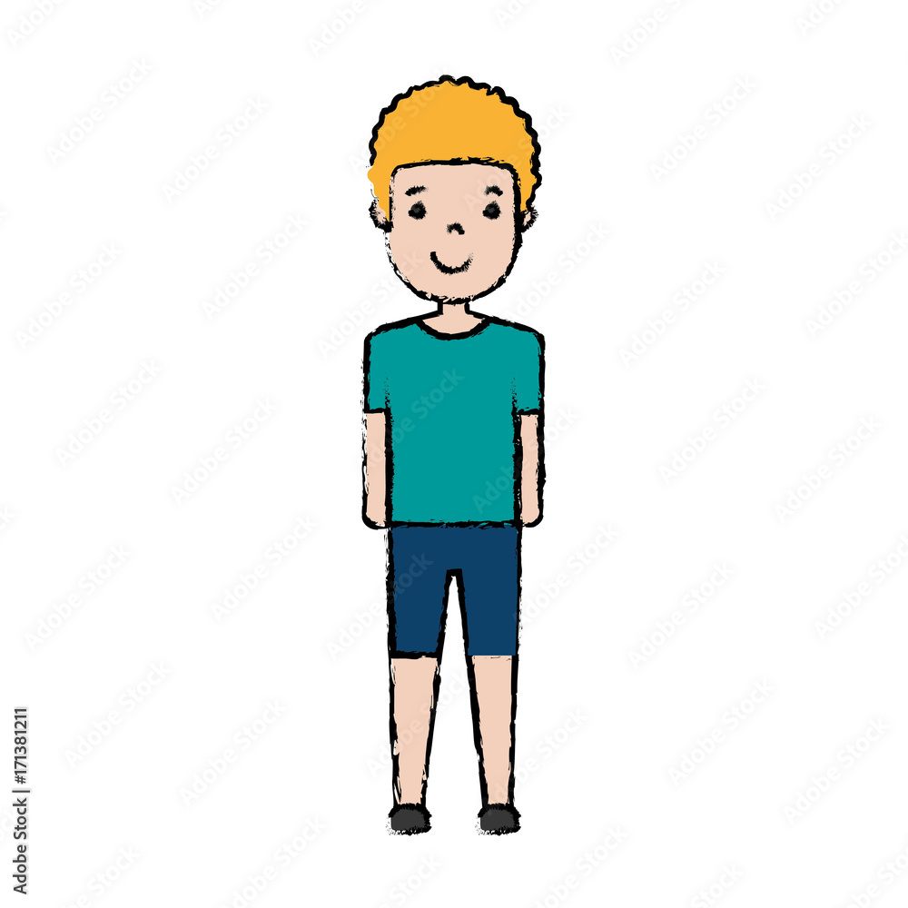 cartoon man standing icon over white background colorful design vector illustration