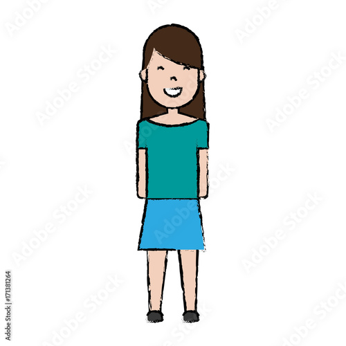 cartoon woman wearing casual clothes icon over white background colorful design vector illustration © djvstock