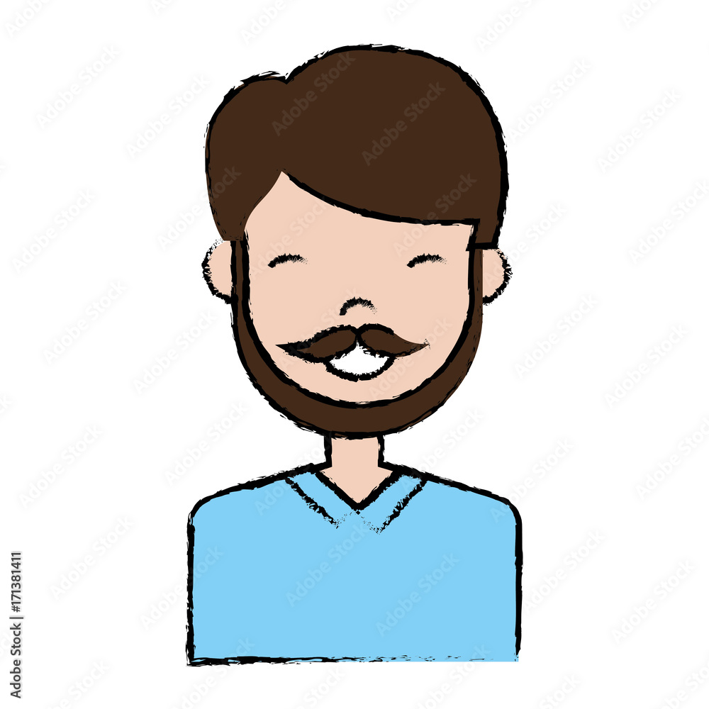 cartoon man with beard icon over white background colorful design vector illustration