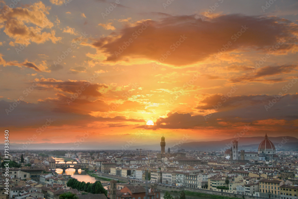 Florence, Italy during beautiful sunset