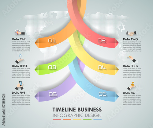 Design 6 options business concept, infographic template can be used for workflow layout, diagram, number options, timeline or milestones project.