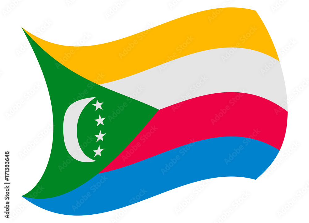 Fototapeta premium comoros flag moved by the wind