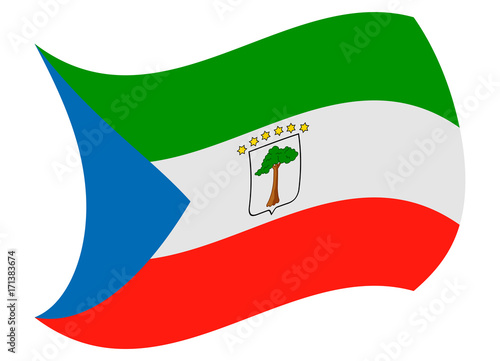 equatorial guinea flag moved by the wind