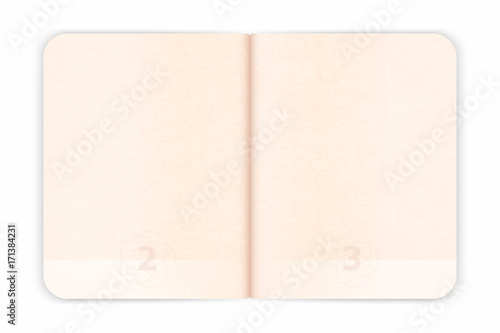 Vector passport blank pages for visa stamps. Empty passport with watermark