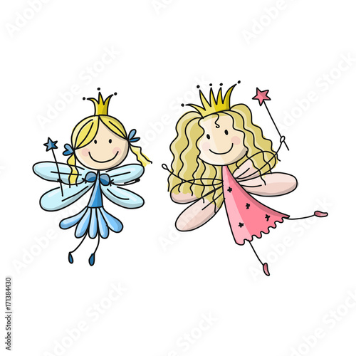 Cute little fairies, sketch for your design
