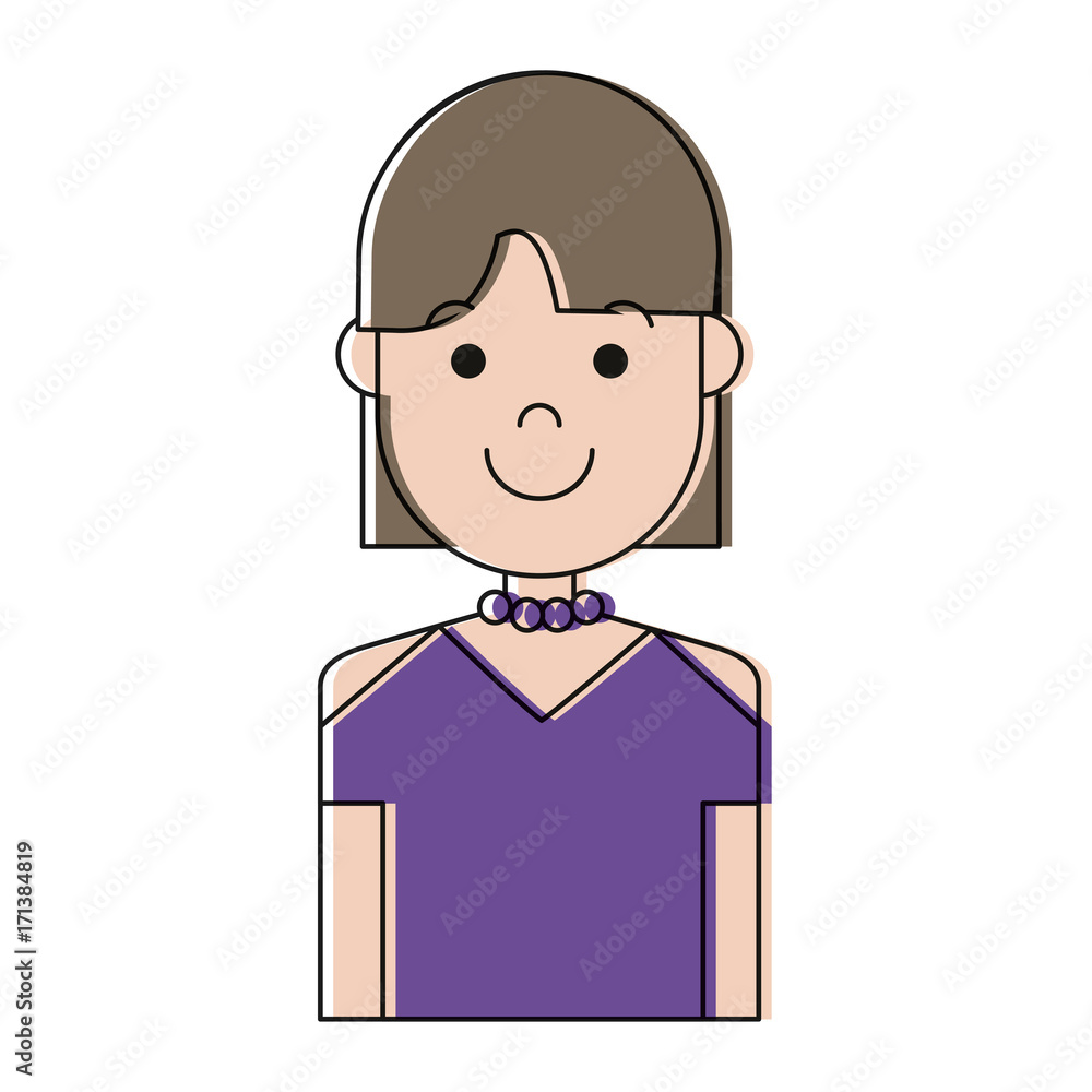 cartoon woman smiling icon over white background colorful design vector illustration