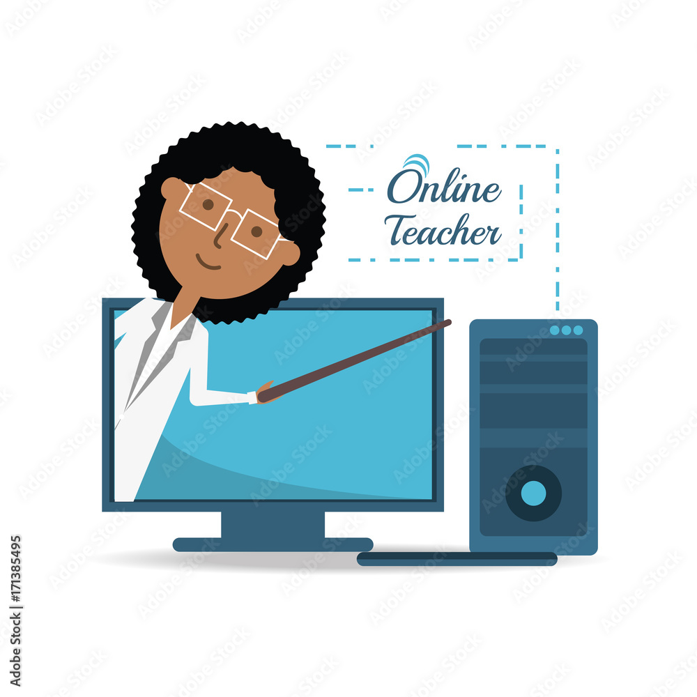 Online teacher of school and education theme Vector illustration Online teacher of school and education theme Vector illustration