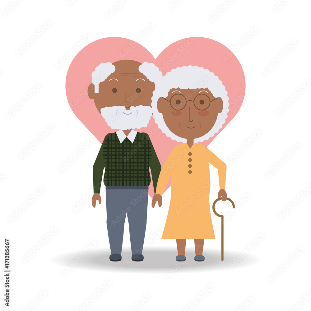 Grandparents cartoon and heart of family and senior theme Vector illustration Grandparents cartoon and heart of family and senior theme Vector illustration