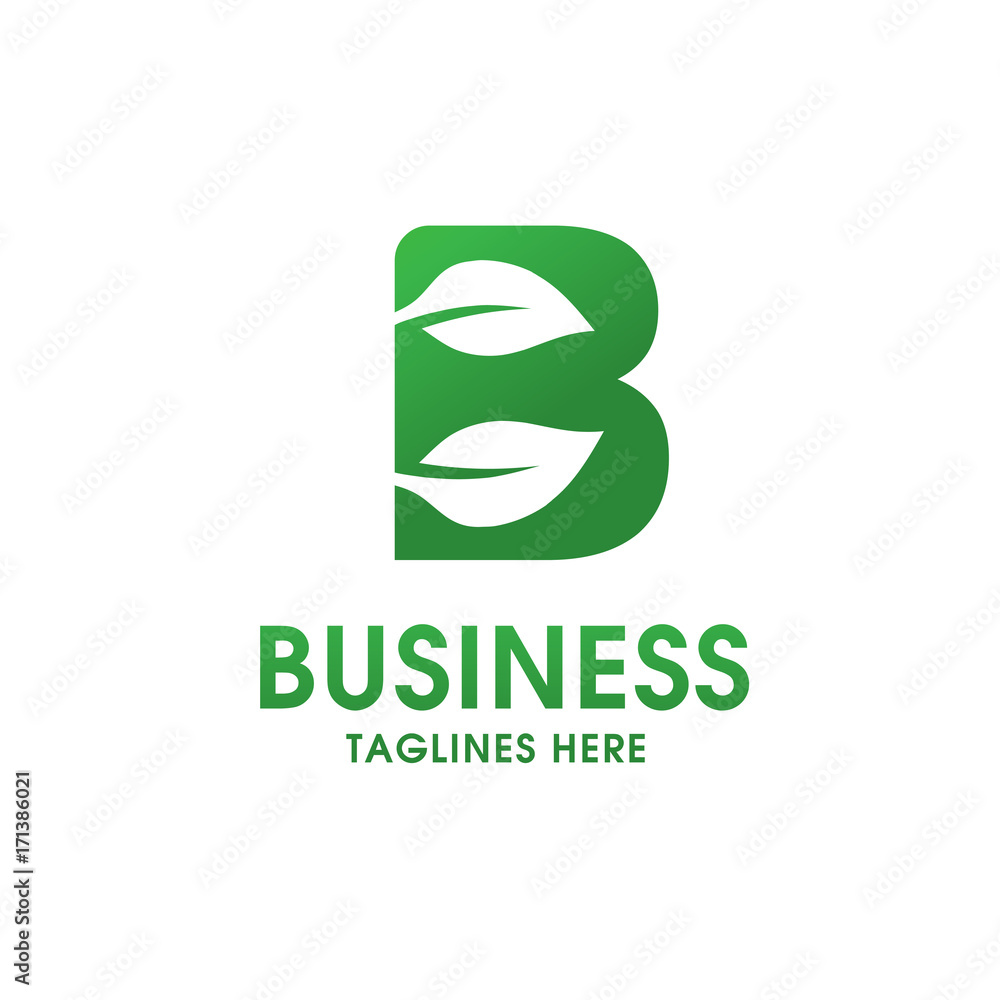 letter B with leaf logo isolated on white background, Organic bio logo with a leaf of sprout grass for corporate style of company or brand on letter B letter B with leaf logo isolated on white background, Organic bio logo with a leaf of sprout grass for corporate style of company or brand on letter B