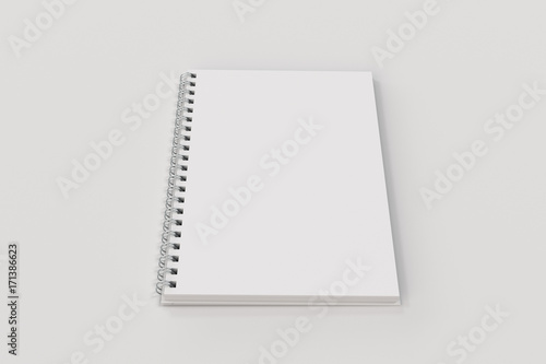 Opend notebook spiral bound on white background photo