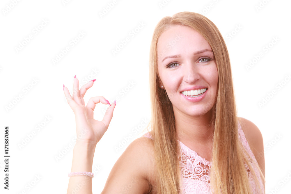 Happy positive smiling blonde woman Happy positive smiling blonde woman