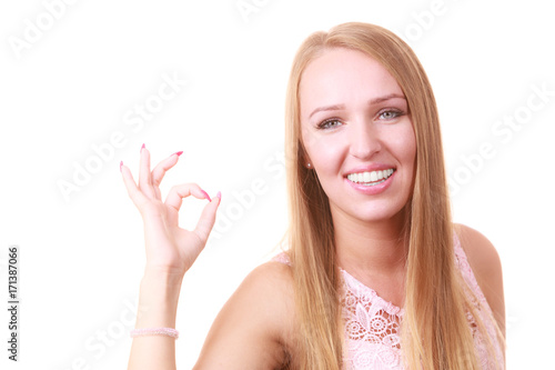 Happy positive smiling blonde woman