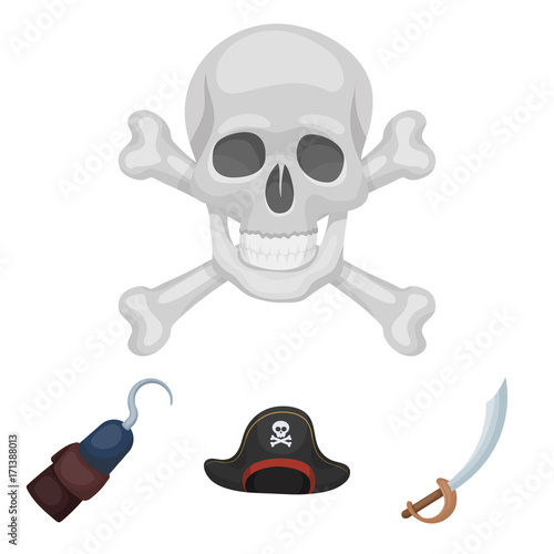 Pirate, bandit, cap, hook .Pirates set collection icons in cartoon style vector symbol stock illustration web.