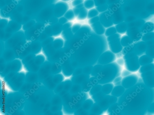 Teal or blue green abstract fractal art. Calm stylized background illustration with lights under water surface. Creative graphic template. Simple free style. For backdrops, designs, layouts, skins
