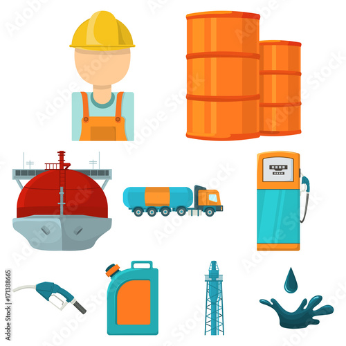 Oil industry set icons in cartoon style. Big collection of oil industry vector symbol stock illustration