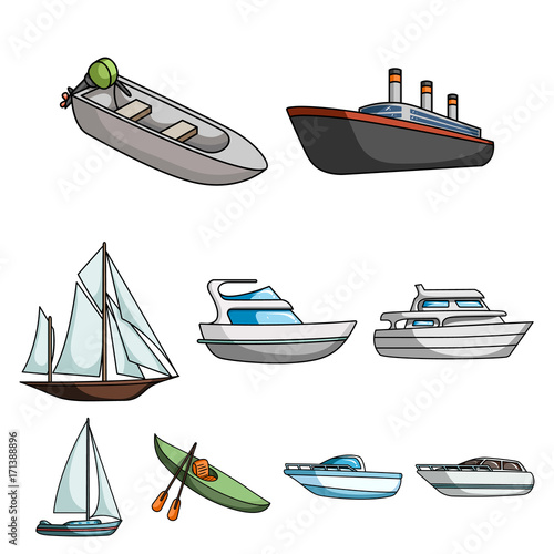 Sea transport, boats, ships. To transport people, thunderstorms. Ship and water transport icon in set collection on cartoon style vector symbol stock illustration. photo