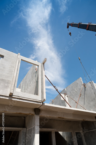Installation process of prefabricated wall panels.
