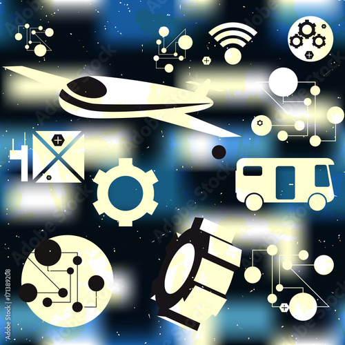 Concept of transport and technology. Vector