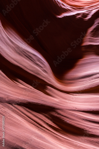 Abstract red stone formations in the Antelope Canyon, Arizona