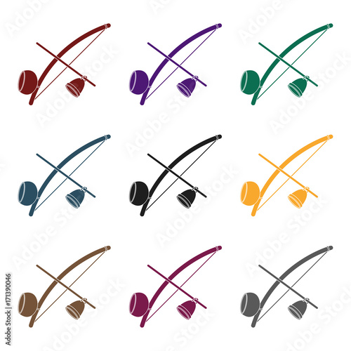 Berimbau icon in black style isolated on white background. Brazil country symbol stock vector illustration.