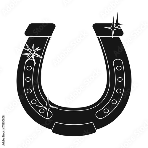 Horseshoe single icon in black style.Horseshoe vector symbol stock illustration web.