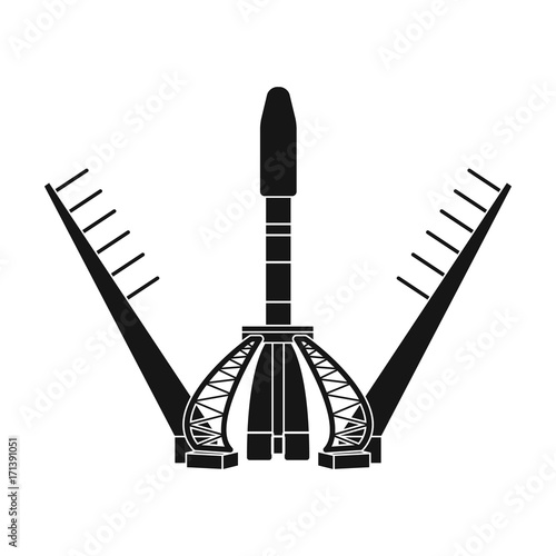 Launch of the spaceship. Space technology single icon in black style vector symbol stock illustration web.