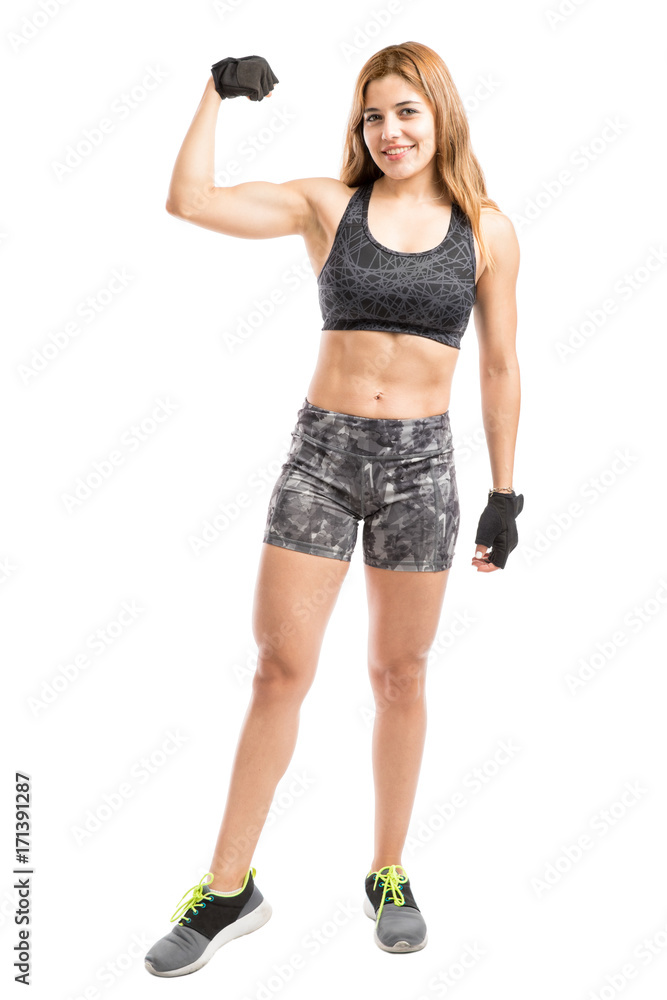 Woman with abs showing off Woman with abs showing off