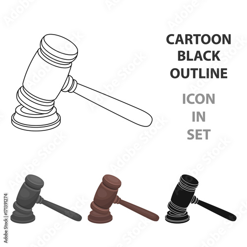 Judge wooden hammer. Hammer for deducing the verdict to the criminal.Prison single icon in cartoon style vector symbol stock illustration.