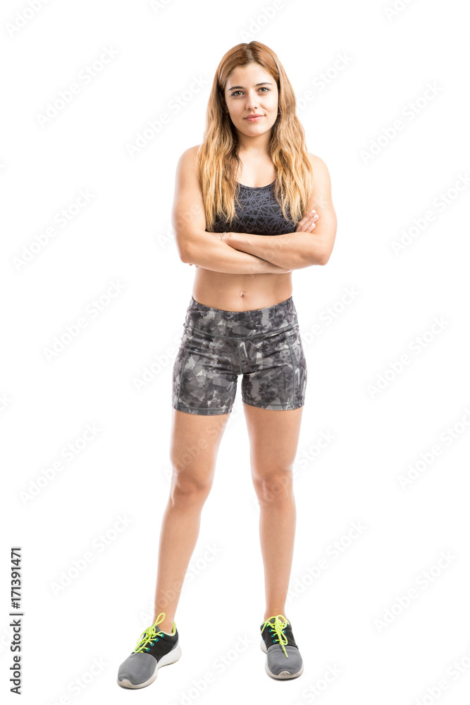 Strong woman in sporty outfit Strong woman in sporty outfit