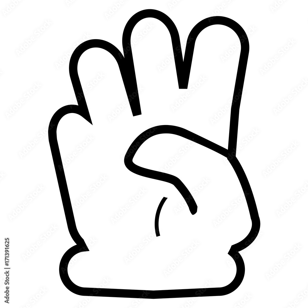 Silhouette Counting or Vote Hand, Four, Isolated on White Silhouette Counting or Vote Hand, Four, Isolated on White
