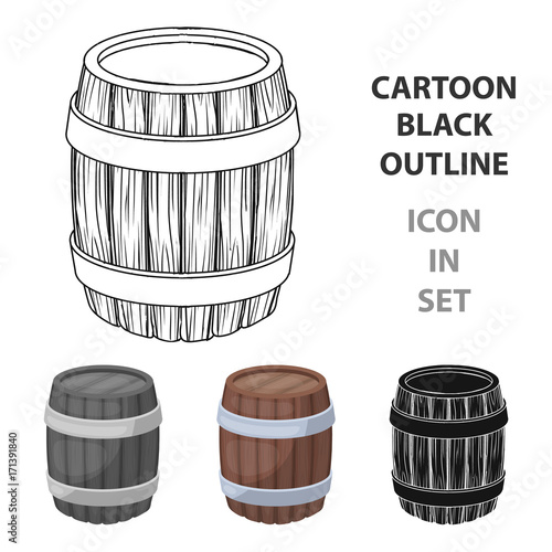 Oak barrel beer. A barrel in which beer is brewed. Pub single icon in cartoon style vector symbol stock illustration.