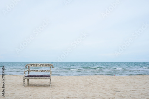 bench on the beach  minimal concept