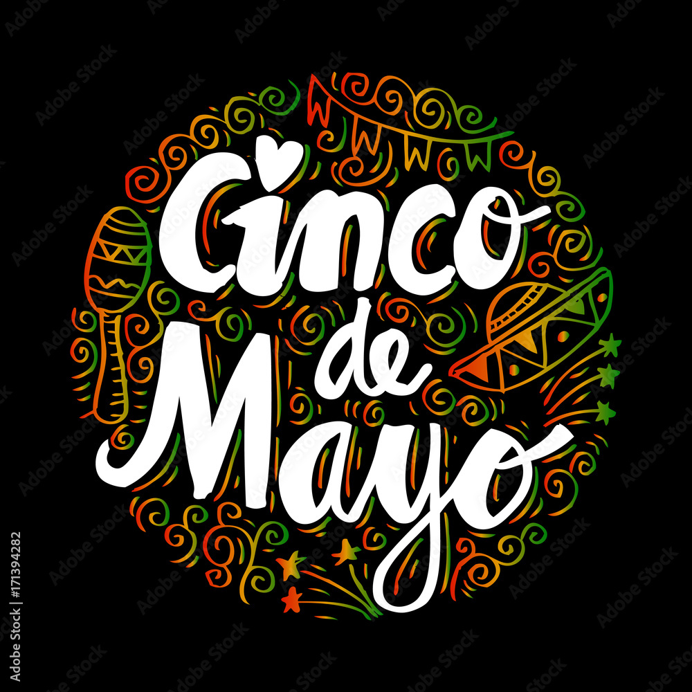 Cinco De Mayo, Hand lettering poster.