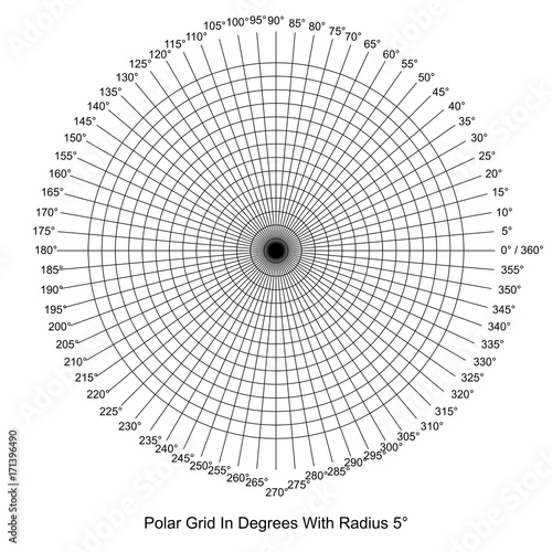 Polar Grid In Degrees vector