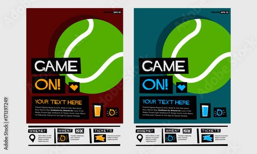 Game on! (Flat Style Vector Illustration Tennis Poster Design) 