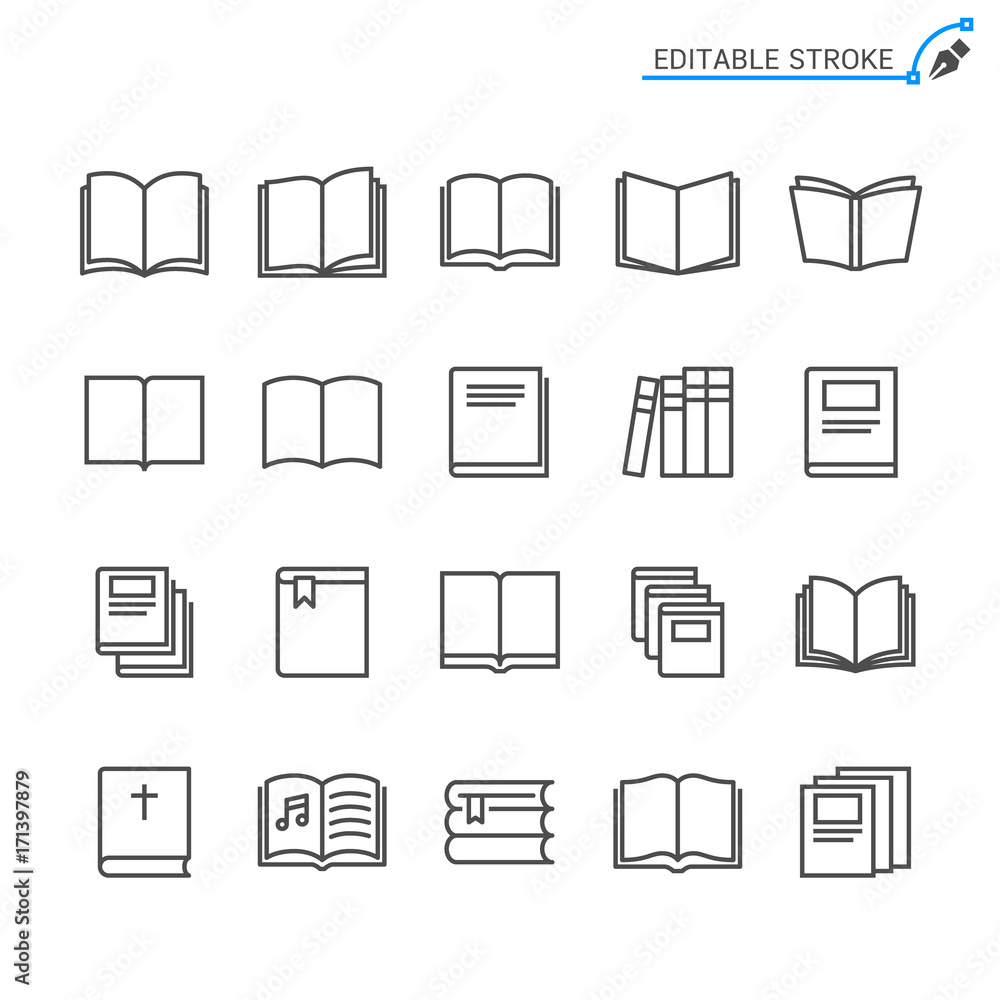 Book line icons. Editable stroke. Pixel perfect.
