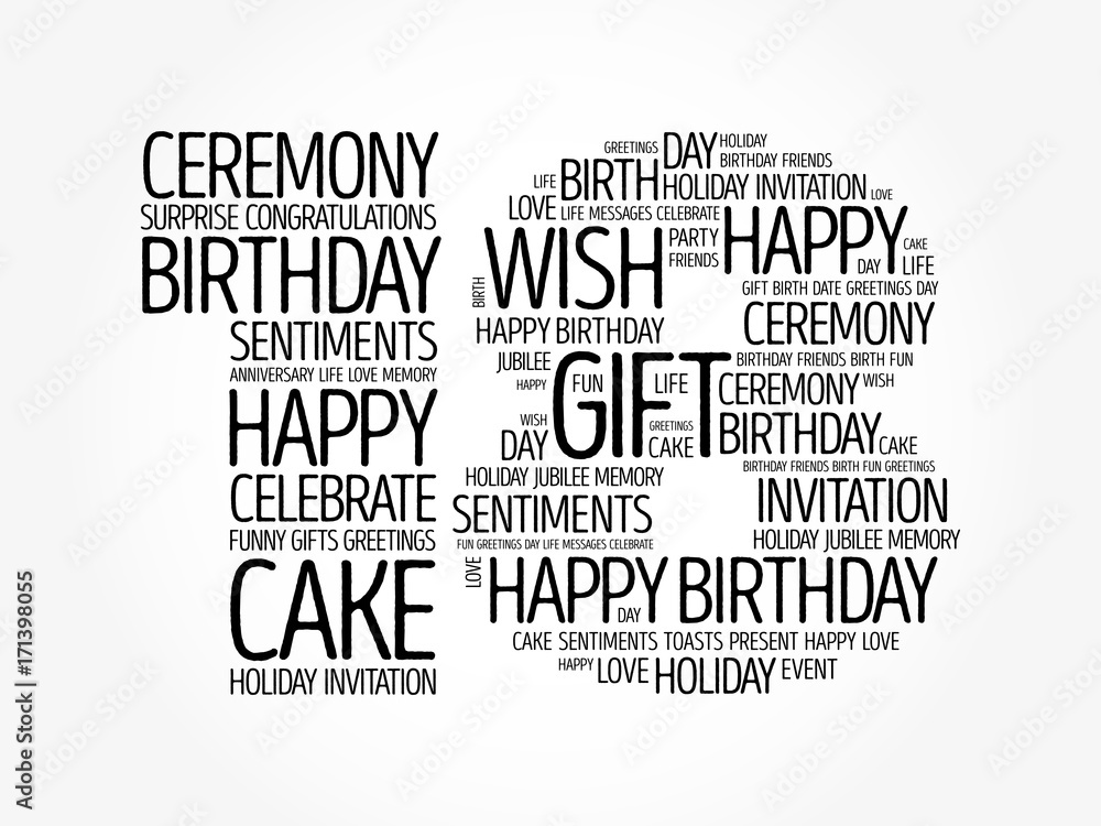 Fototapeta premium Happy 18th birthday word cloud collage concept