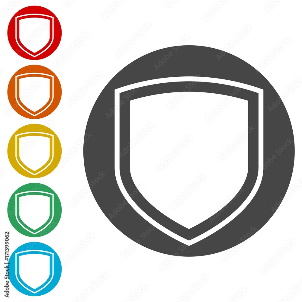 Shield seal frame icons set Shield seal frame icons set