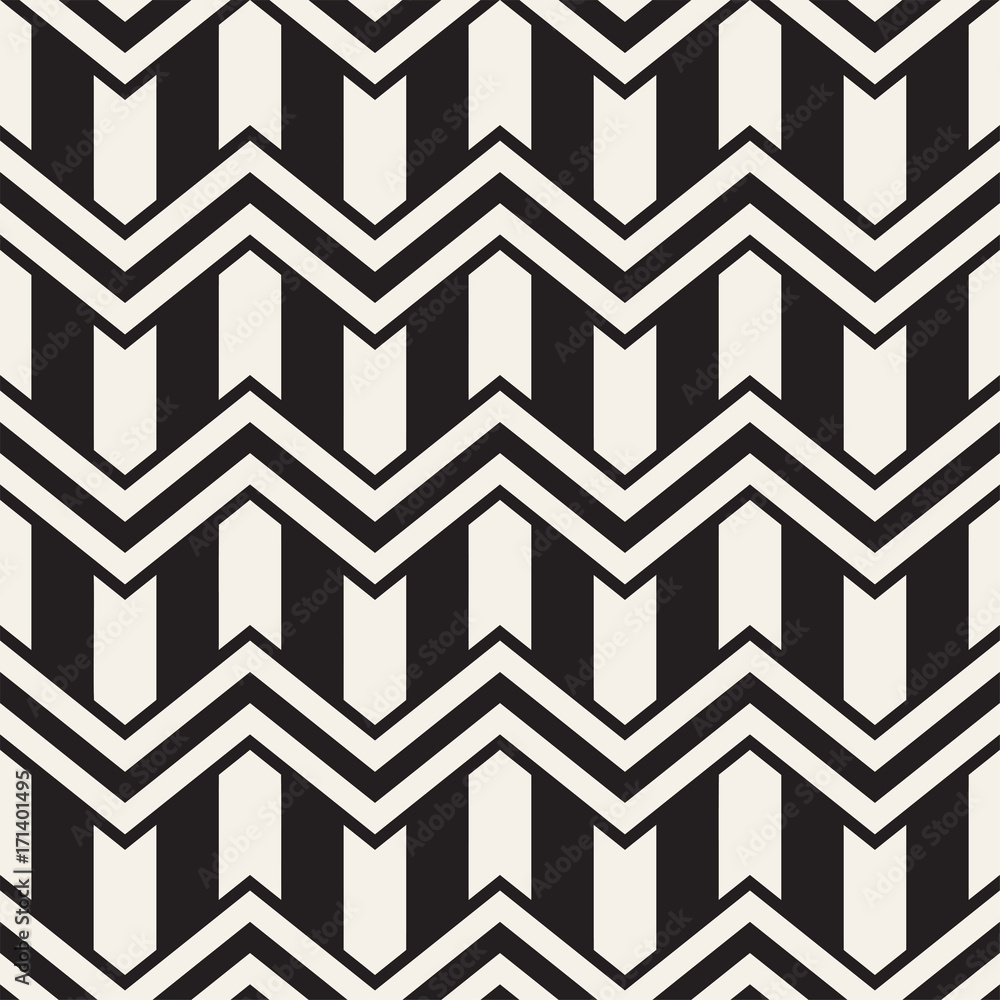 Vector seamless zigzag line pattern. Abstract stylish geometric background. Repeating lattice background